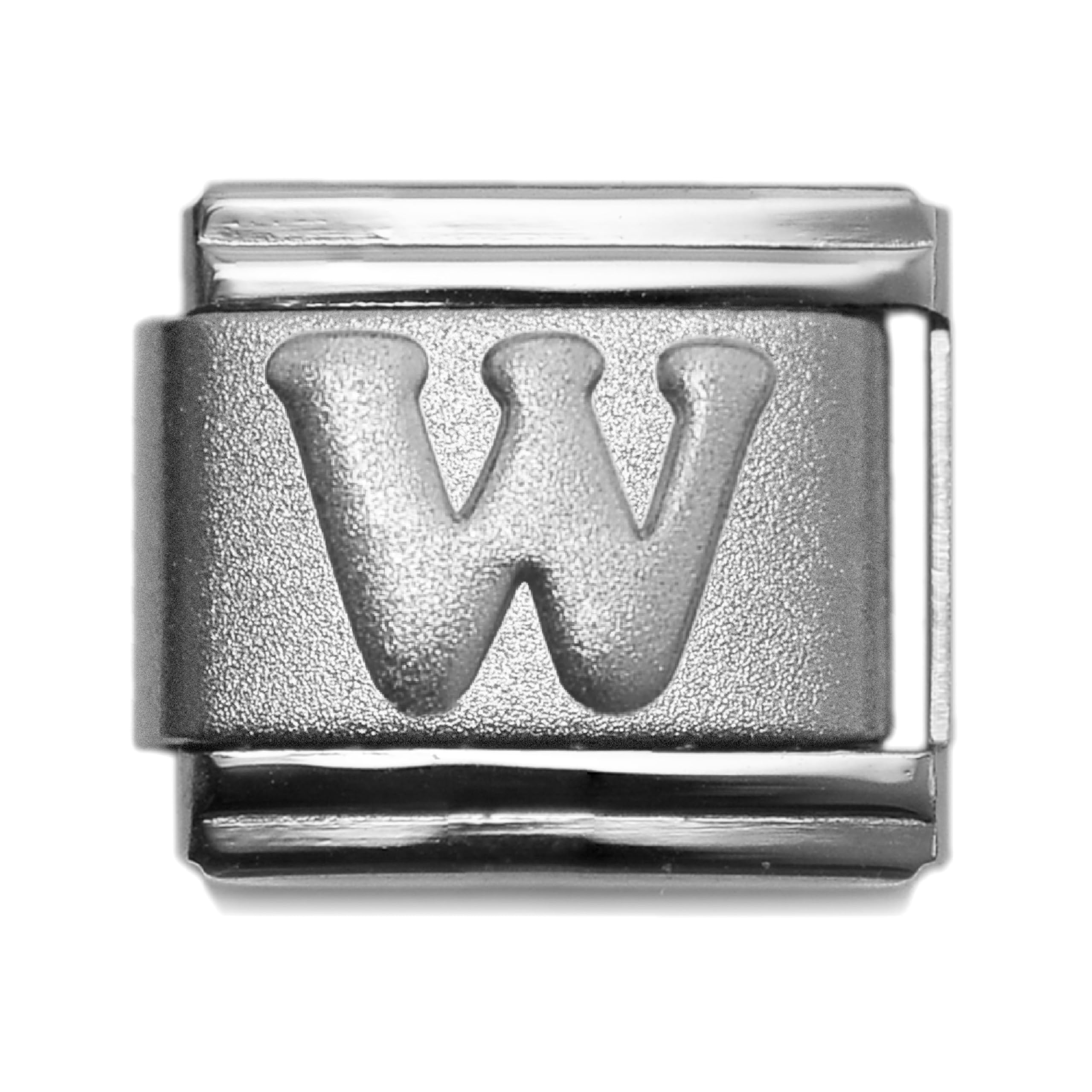 Dolceoro Alphabet Letter Initial, 9mm Traditional Classic Type Italian Modular Charm Link - Satin Stainless Steel
