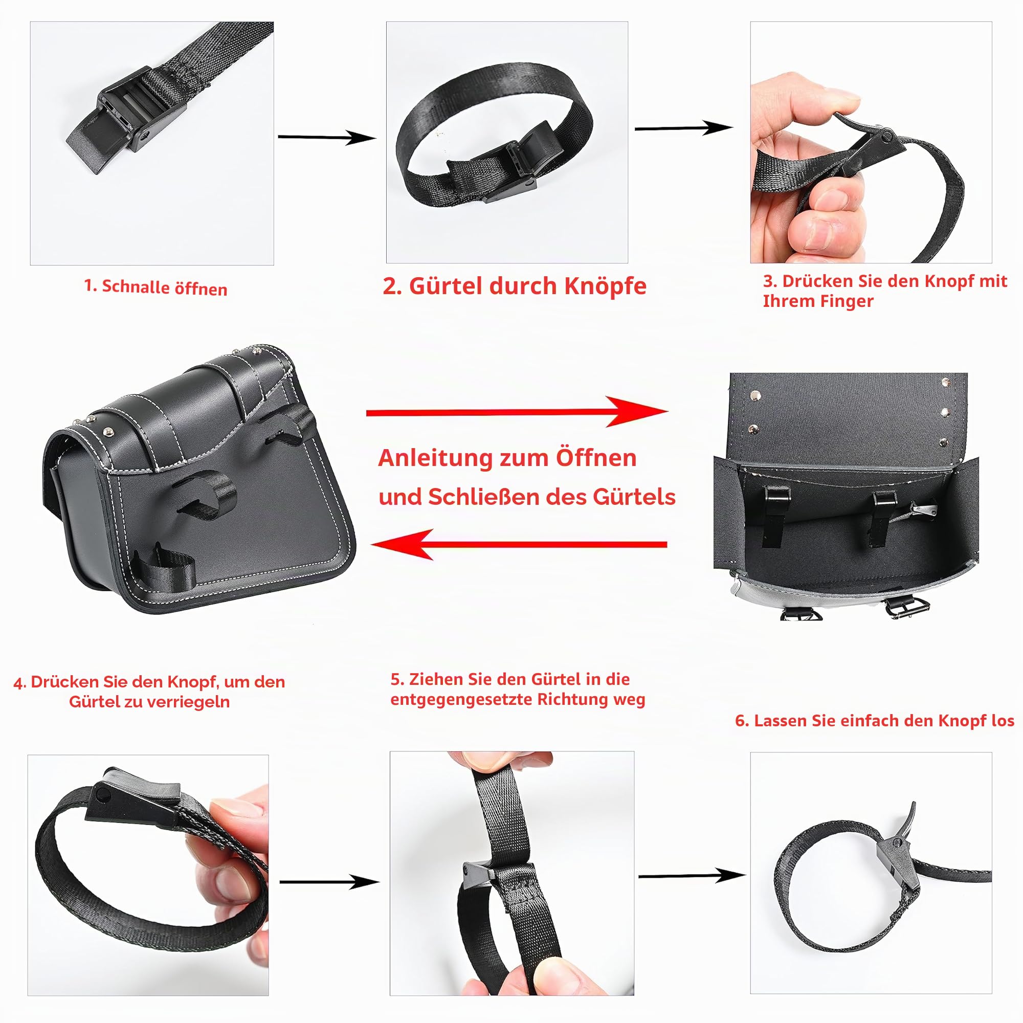 Motorrad Satteltaschen -Satteltaschen Softail PVC Leder für Harley Sportster Wasserdicht, Schwingtasche,,Universal-Aufbewahrungs seitliche werkzeugtasche für Motorrad,mit Getränkehalter (linke Seite)