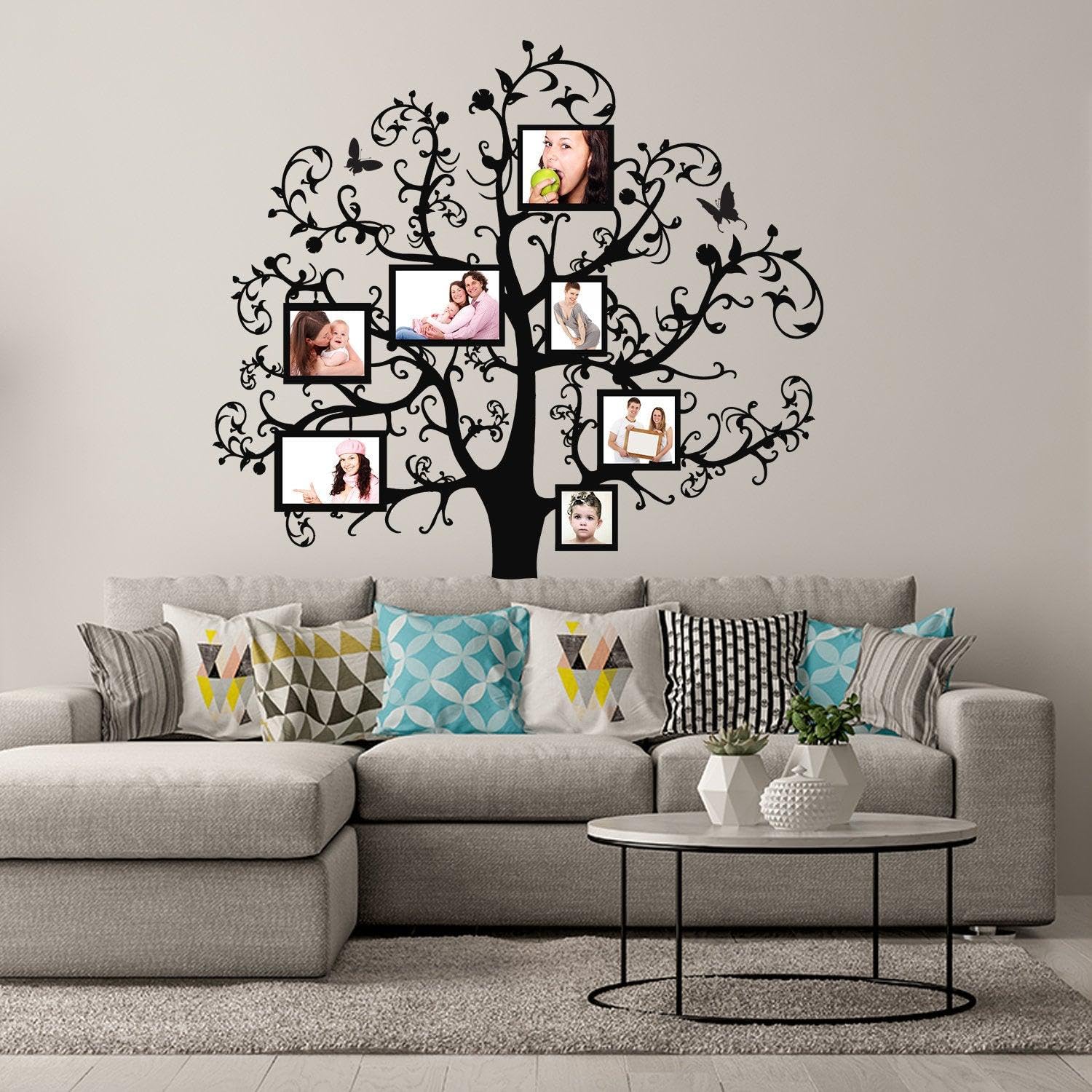 Sticker mural en vinyle pour cadre photo Motif arbre 87 x 86 cm