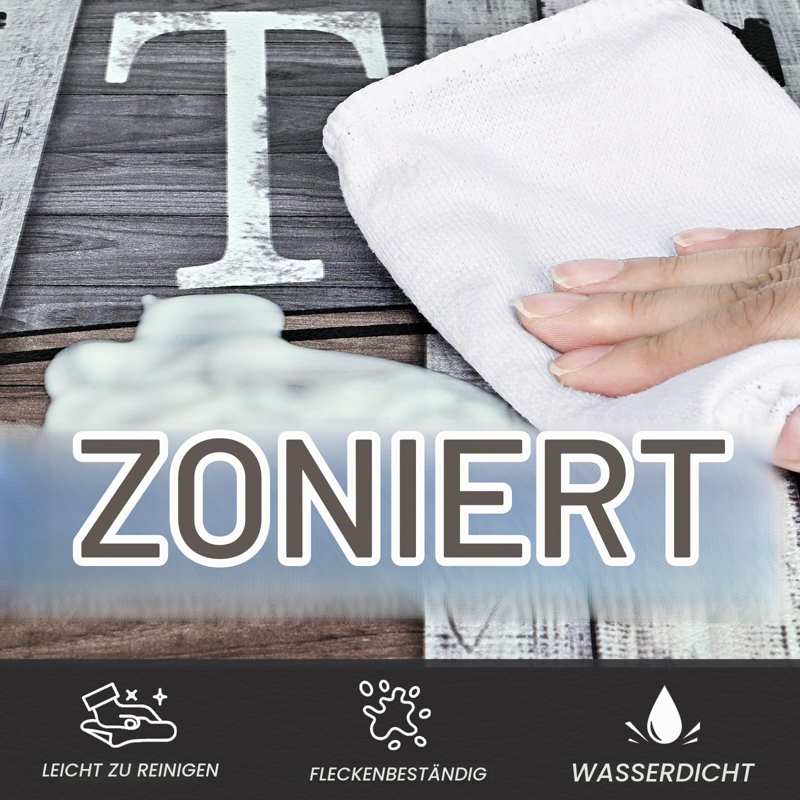 Yugarlibi PVC Küchenteppich 2 Stück, rutschfest Waschbar Küchenläufer | 10mm Dick Anti-Müdigkeit Küchenmatte Läufer, Wasserdicht Ölbeständig Weich Teppich für Küche Esszimmer Flur 44x120+44x150cm