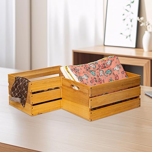 Miniatura 7 de Cajas de madera de gran tamaño de 20 pulgadas de largo para almacenamiento, cajas de leche de madera ligeramente amarillas, cajas de almacenamiento