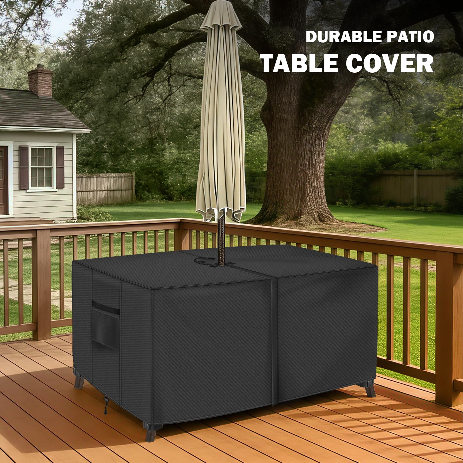 amazon rectangular patio table cover with umbrella hole Amazon.com : Rectangle Patio Table Cover with Umbrella Hole