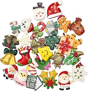 burkfeeg 30 Pièces Style De Noël Figurines Miniature en Résine Ornements Miniatures de Noël pour La Maison Garden Party Decor Bureau Décoration Enfant Noël Cadeau