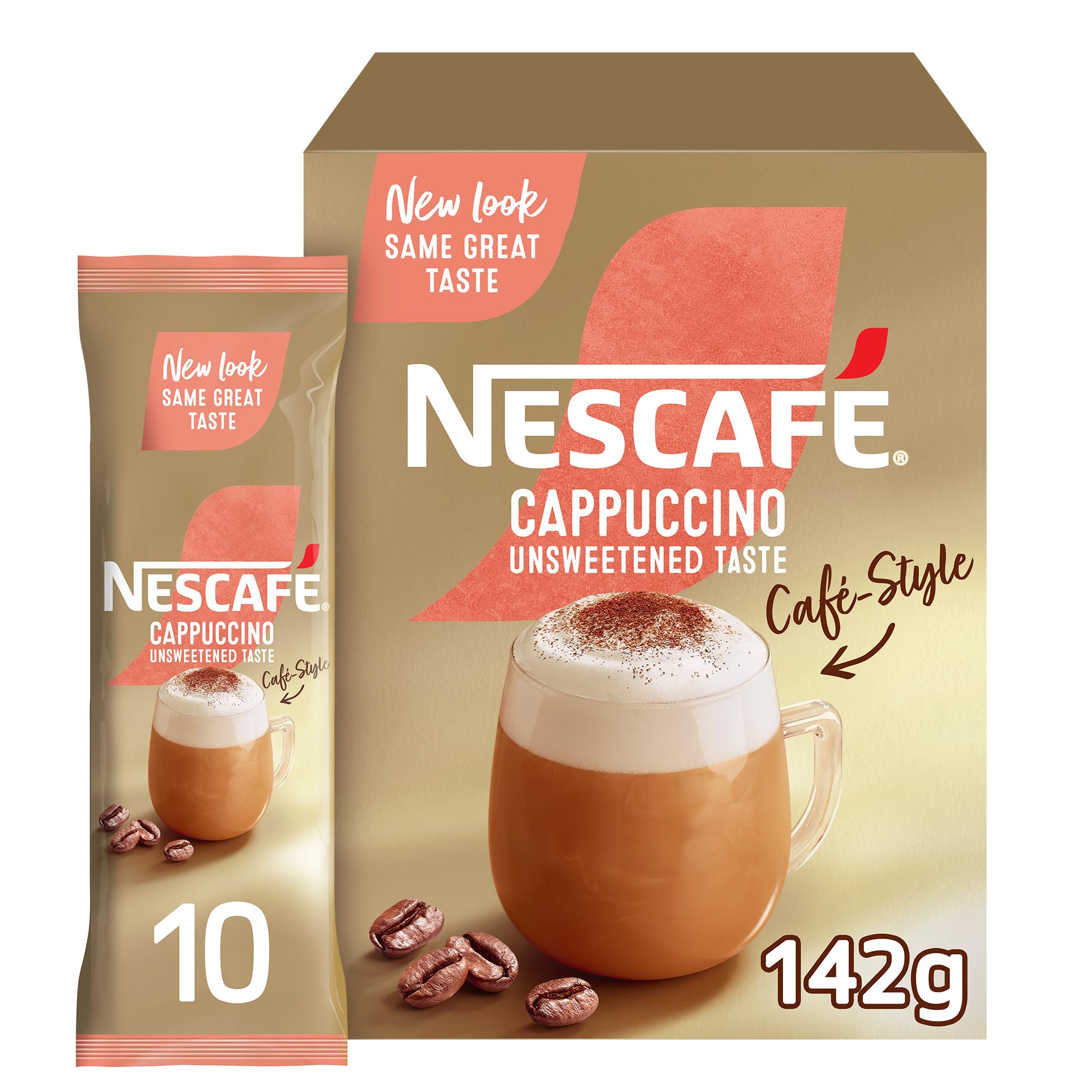 Nescafe Café Style Cappuccino Unsweetened Frothy Instant Coffee Mix Pack (14.2g x 10 Sachets)