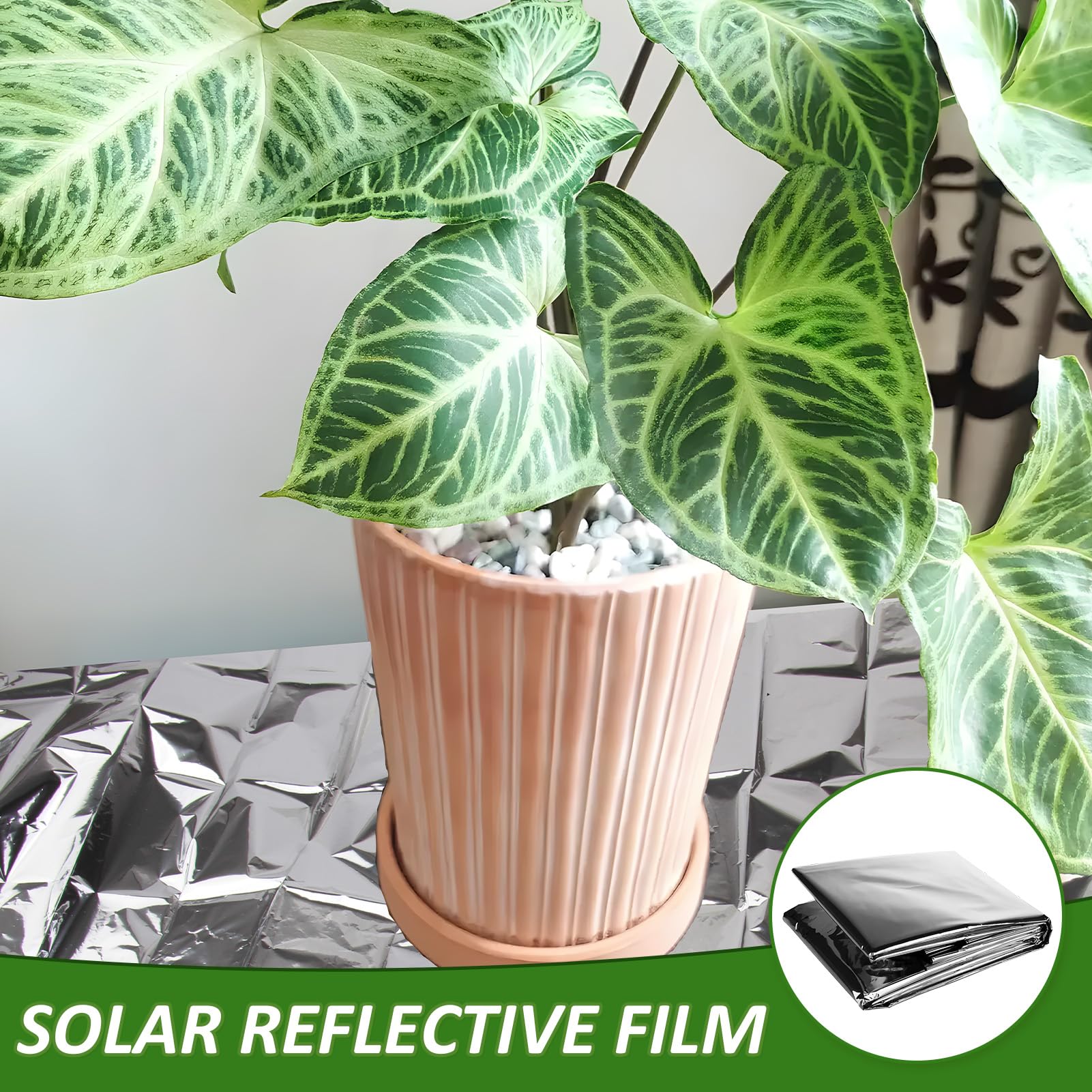 2 pellicole riflettenti per piante, 210 x 130 cm, argento riflettente, pellicola in PETP, resistente al calore, pellicola per serra, resistente ai raggi UV, per giardino, serra, luce