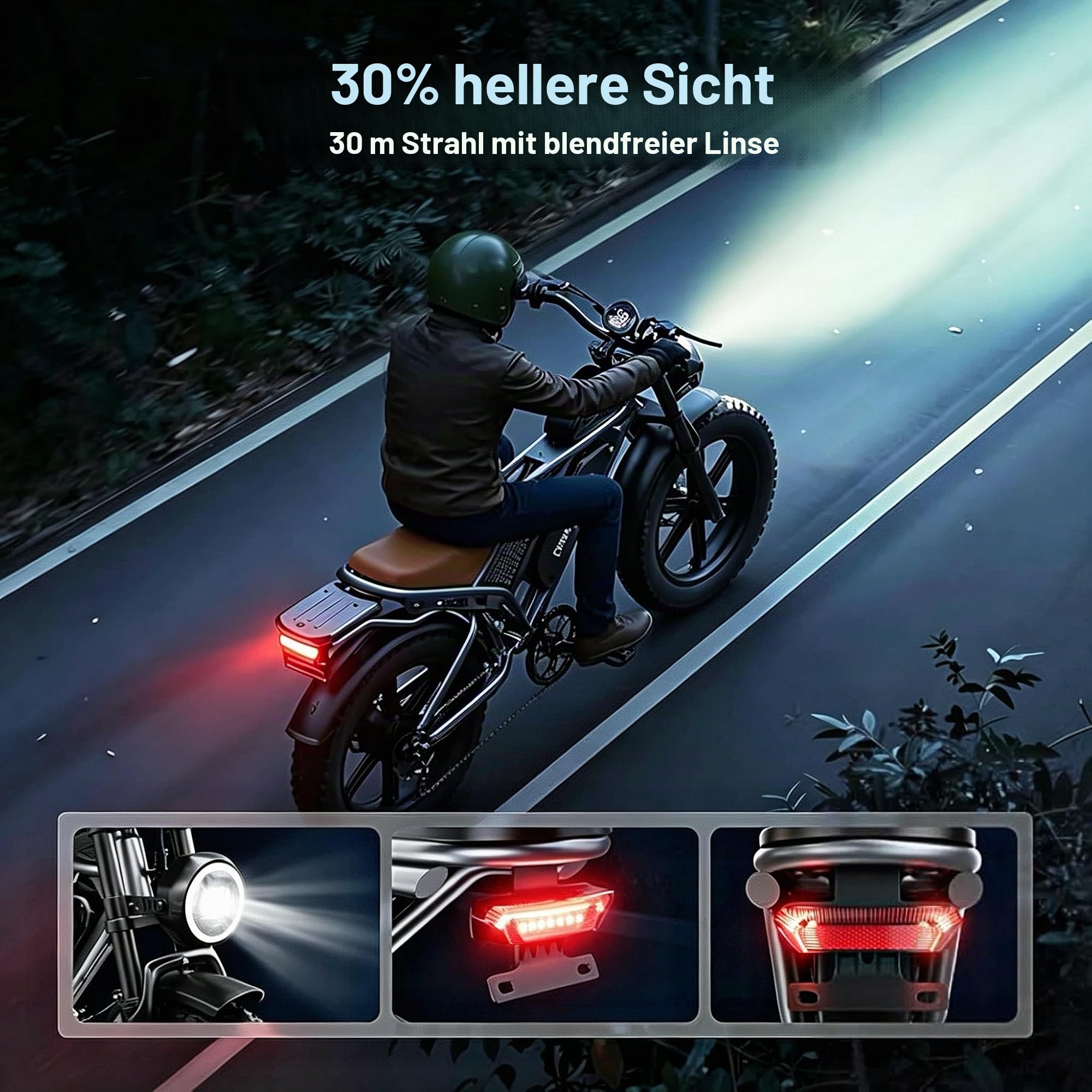 DEEPOWER Elektrisches Fahrrad, abnehmbarer Akku 48 V 20 Ah/35 Ah/60 Ah, Autonomie 110 – 250 km, maximale Geschwindigkeit 25 km/h, Elektrofahrrad mit breiten Reifen 20 Zoll × 4,0, 7 Gänge, Mountainbike