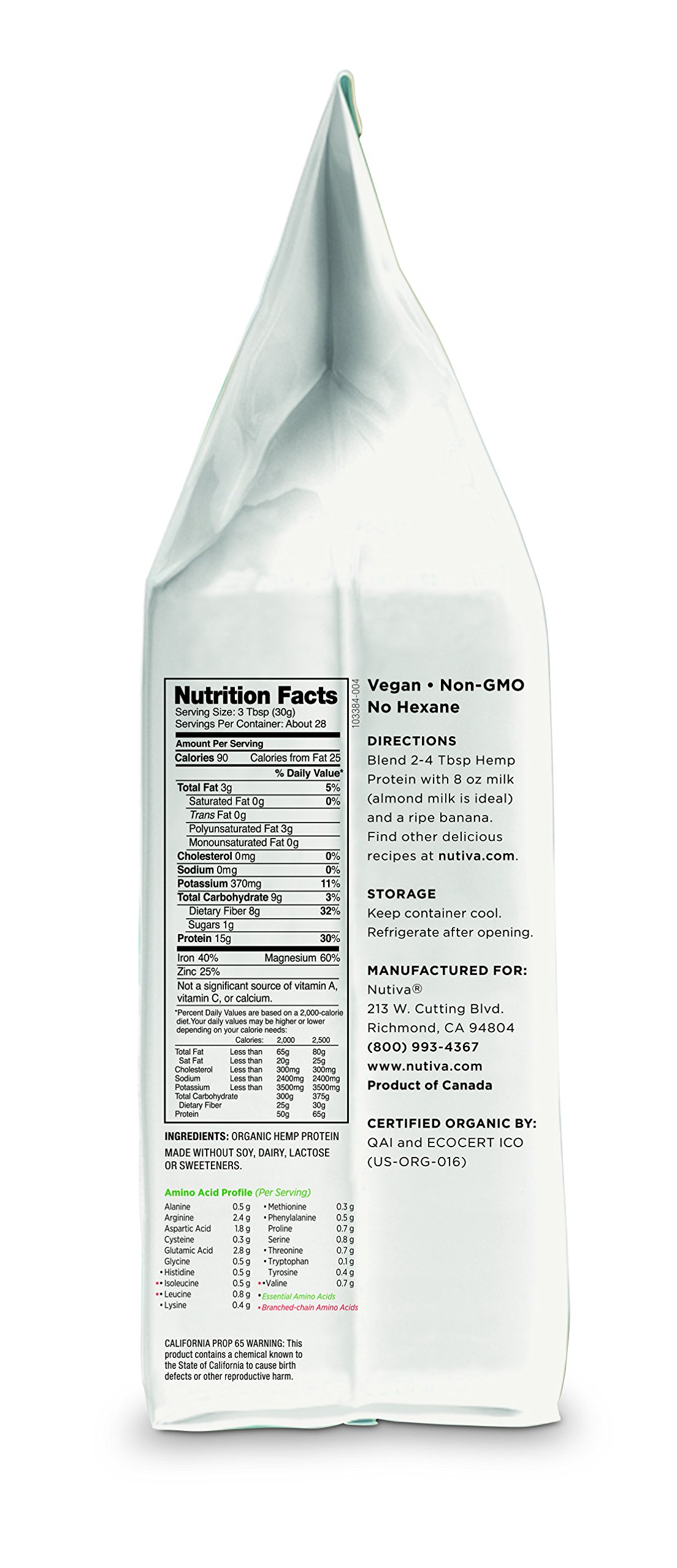 Nutiva Organic ColdPressed Raw Hemp Seed Protein Powder, Peak Protein