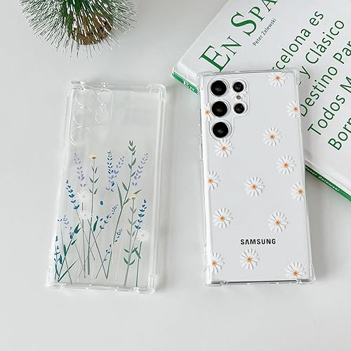 Miniatura 4 de ZTOFERA Funda transparente para Samsung Galaxy S22 Ultra con bonito patrón de flores para mujeres y niñas, funda protectora a prueba de golpes