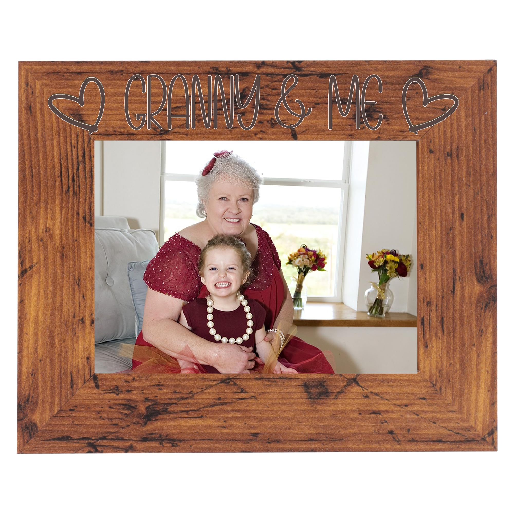 Granny and Me Photo Frame - Best Grandmother Photo Frame, Grandmother and Granddaughter, Grand Mother and Grandson Photoframes - I Love My Granny Gifts (Rustic 5 x 7 Landscape)