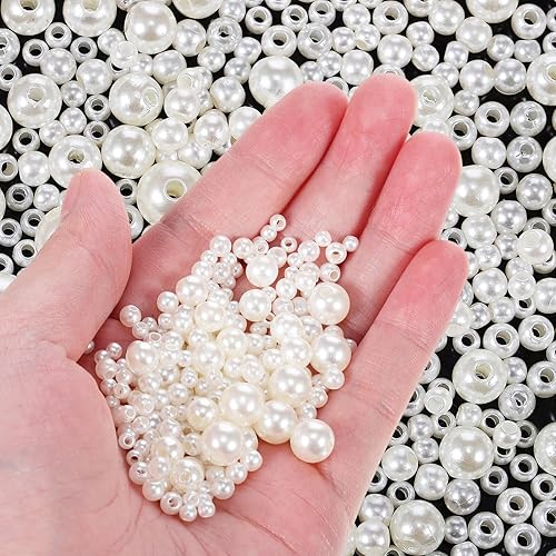 Miniatura 9 de Cuentas de latón chapadas en oro, cuentas de perlas para manualidades, perlas redondas blancas, cuentas espaciadoras sueltas, cuentas de metal