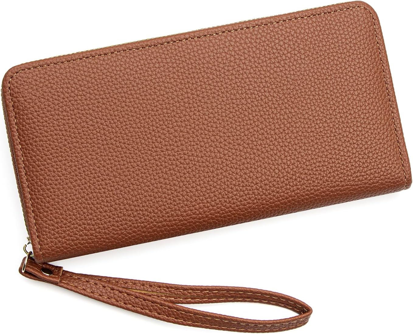 defway Clutch Wristlet Wallet for Women - Women's Wristlet Wallet Fits Phone, 12 Card Slots & Wrist Strap Brown - Image 1 of 7