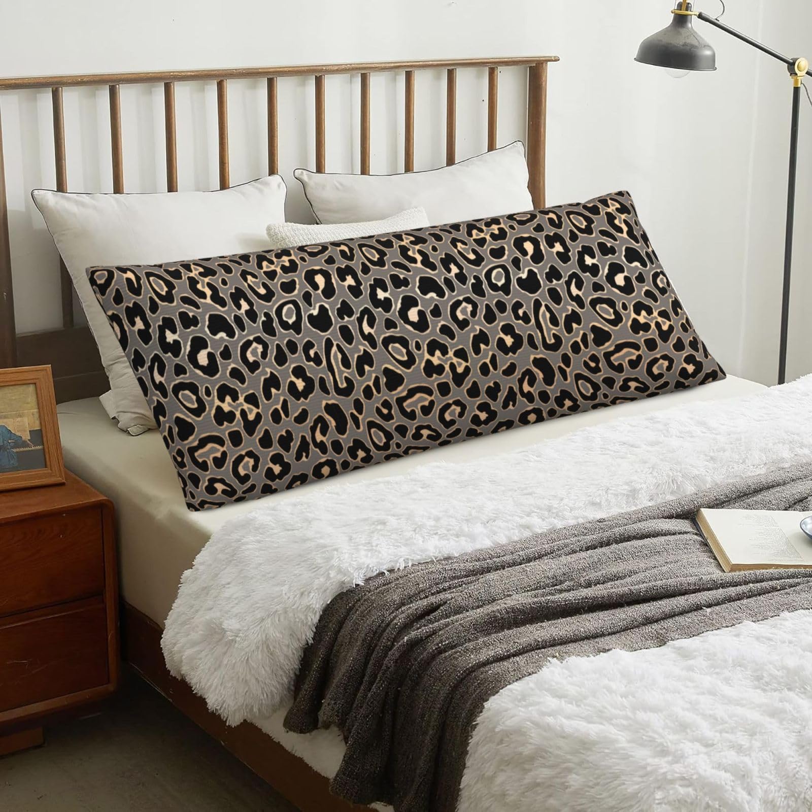 Leopard Seamless Pattern Design In Luxury Gold, Body Pillow Cover with Zipper,Long Body Pillowcase 20 x 60 in
