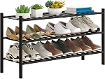 Rangement de la plate-forme de chaussures empilables pour l'entrée d'unité Hallway et le placard étagère autoportante robuste (Noir, 3-Tier/27 * 11 * 18.3IN)
