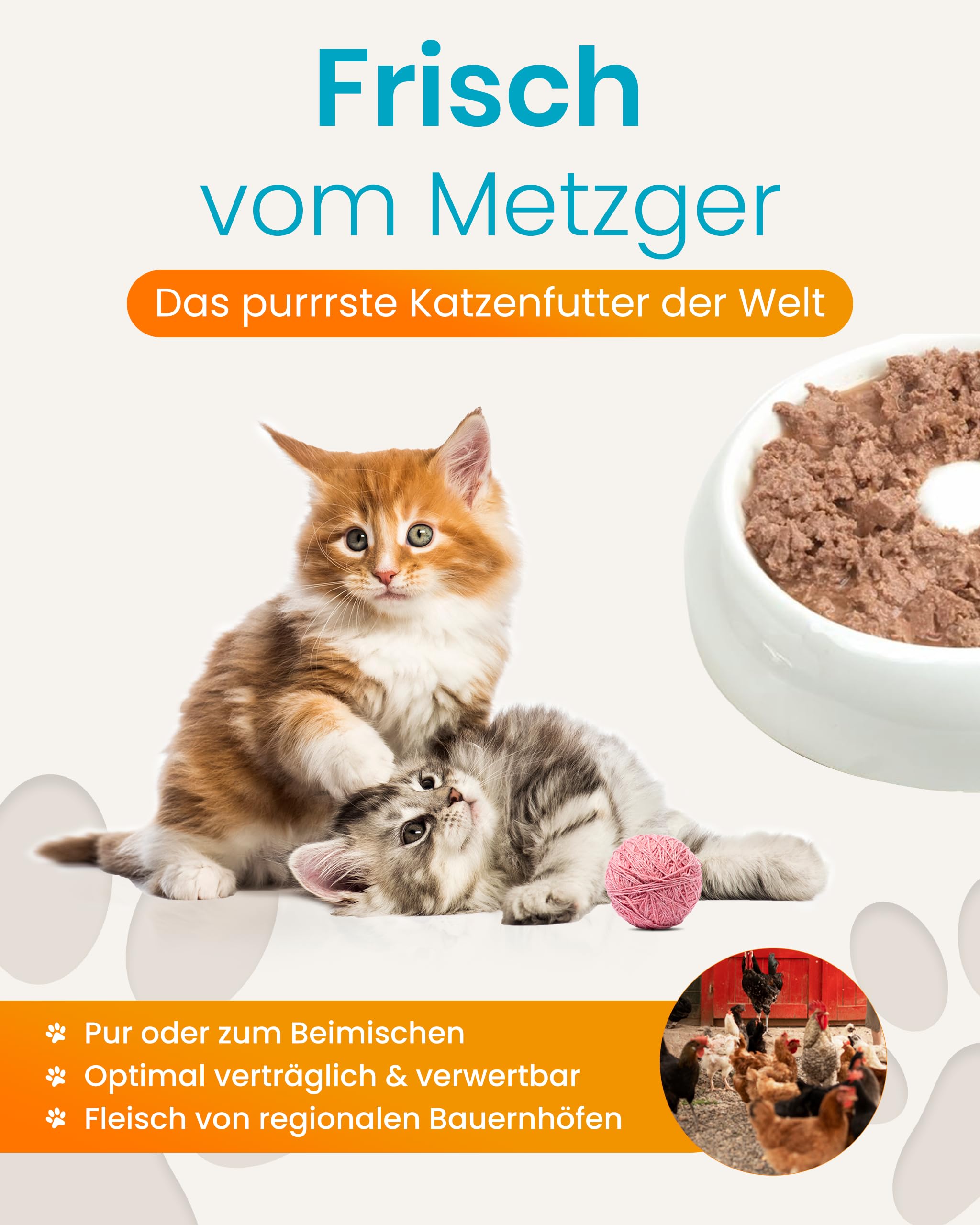 Lucky-Kitty Katzenfutter Nass 100% Hühnerherzen, Ohne Zusätze, 16 x 200g | Ohne Getreide & Zucker, Frisch vom Metzger, Für Katzen & Kitten, Nährstoff- und Vitaminreich, Made in Germany