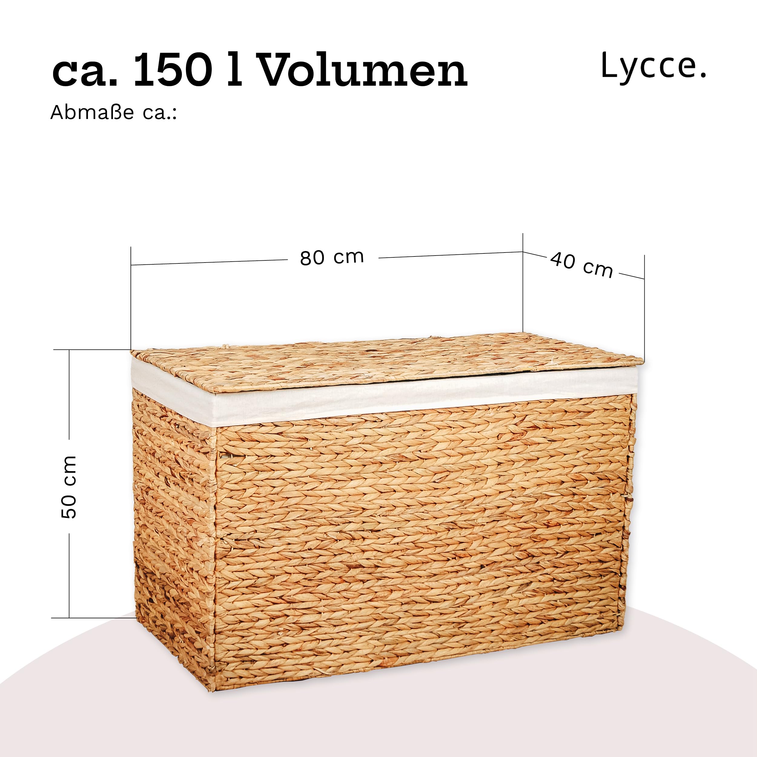 Lycce Wäschekorb 3 Fächer 150L Wäschesortierer, natur 80 x 40 x 50 cm