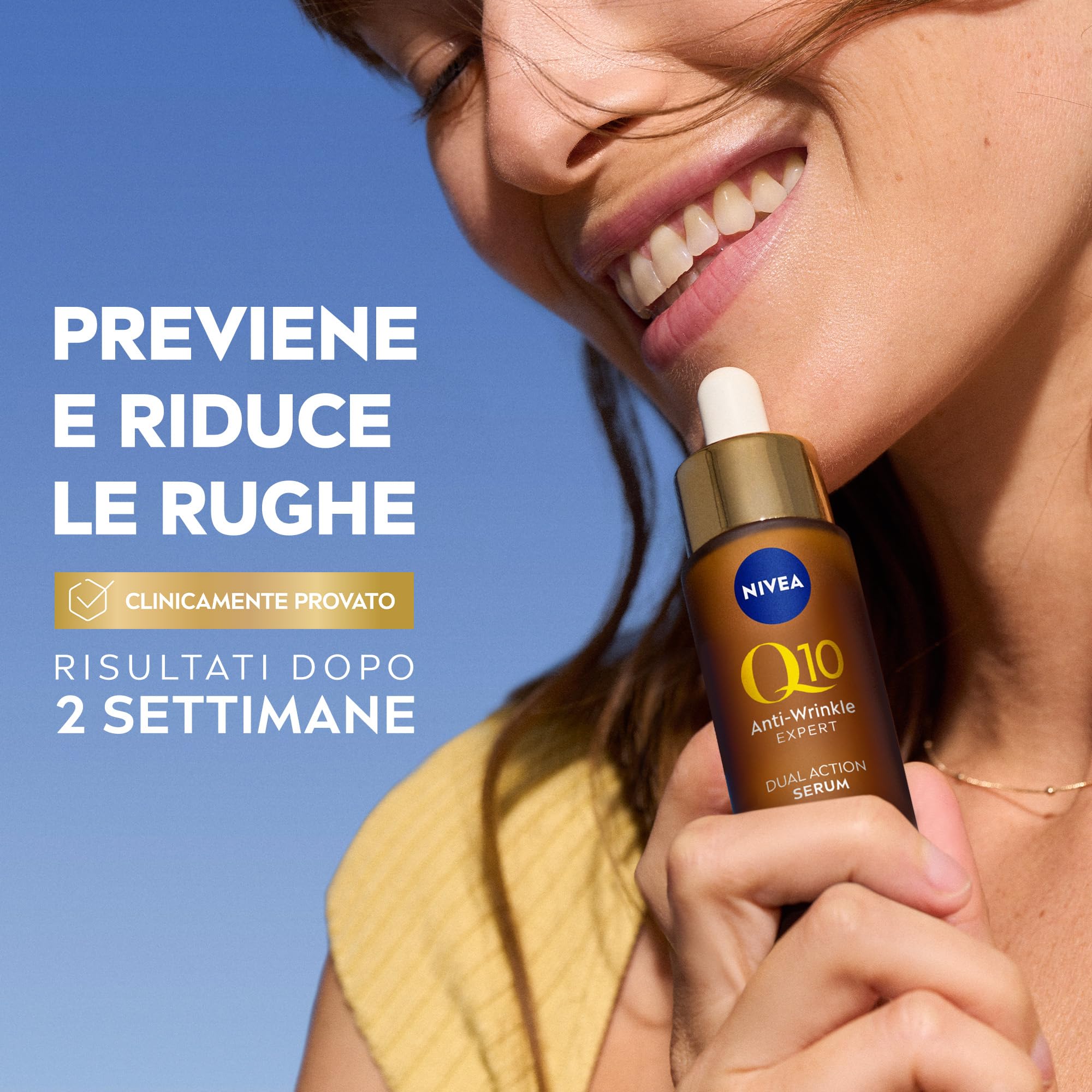 NIVEA Q10 Expert Skincare Kit Anti-Rughe, Set skincare completo con Siero Viso Doppia Azione 30 ml e Fluido UV Quotidiano Crema Viso SPF 50 40 ml per una pelle protetta e dall'aspetto più giovane