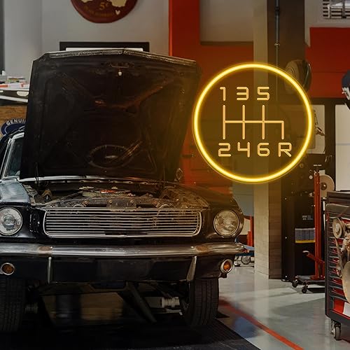 Miniatura 7 de Kavaas Letrero de neón para cambio de marchas, palanca de transmisión manual grabada en 3D para decoración de garaje | Letreros LED de garaje para