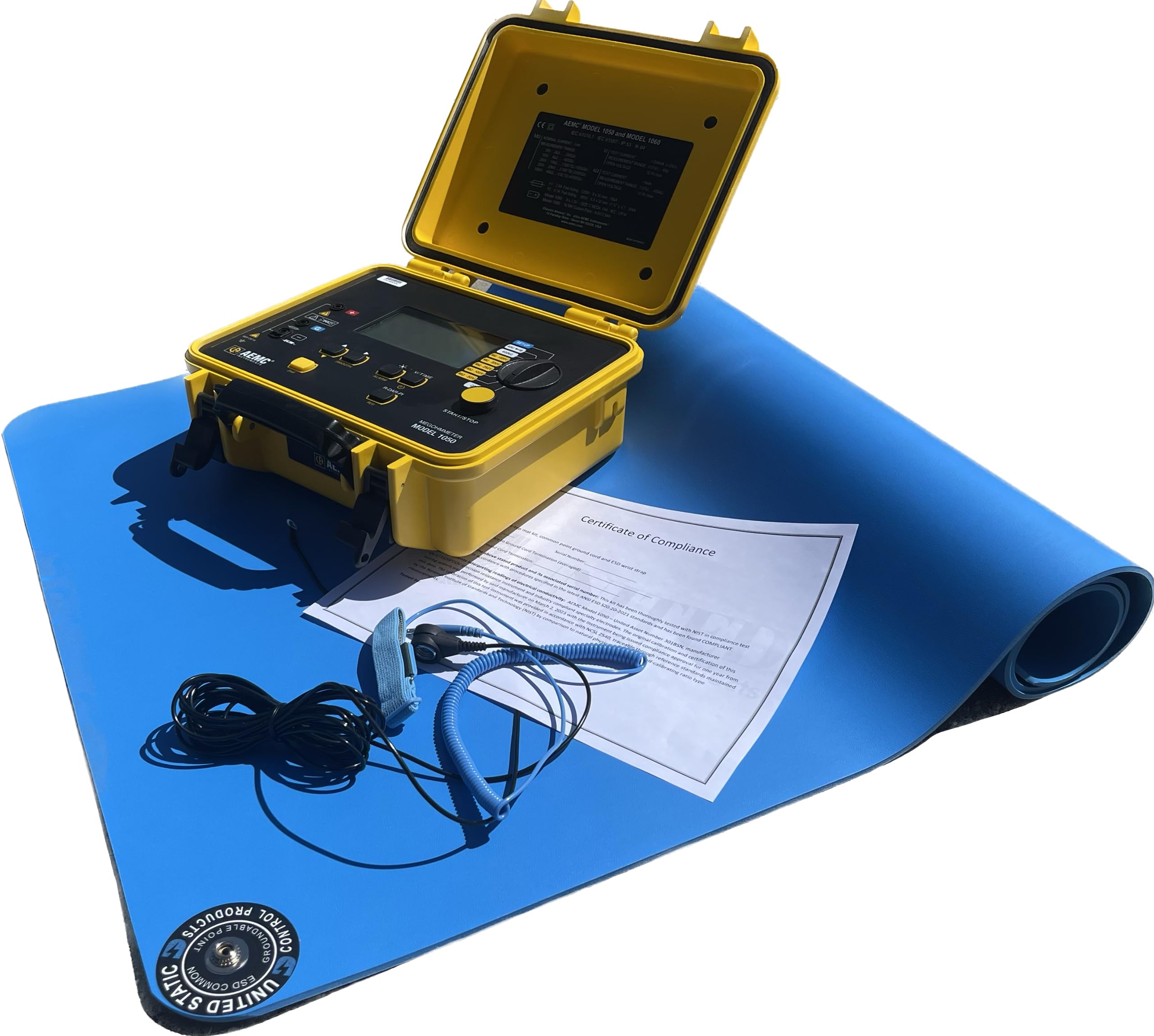 Certified ESD Mat Kit with Ground Cord, Wrist Strap, and Certification Included. Military Grade and Made in The USA!