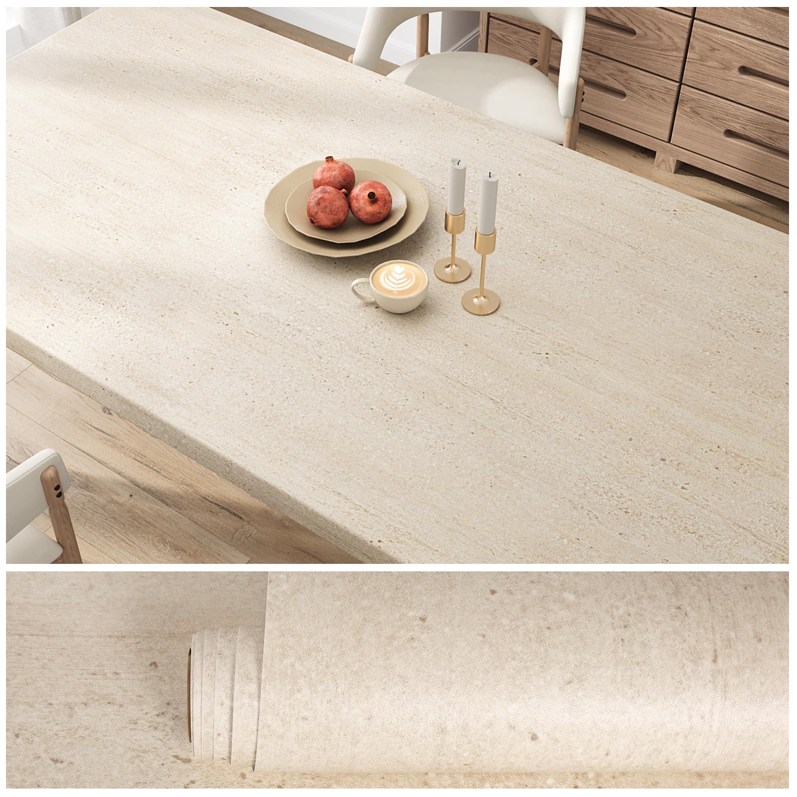 Photo 1 of VEELIKE Cream Beige Peel and Stick Countertops Waterproof Matte Granite Contact Paper for Countertops Table Desk 15.7''x354'' Self Adhesive Thick Marble Counter Top Vinyl Wrap for Kitchen Bathroom