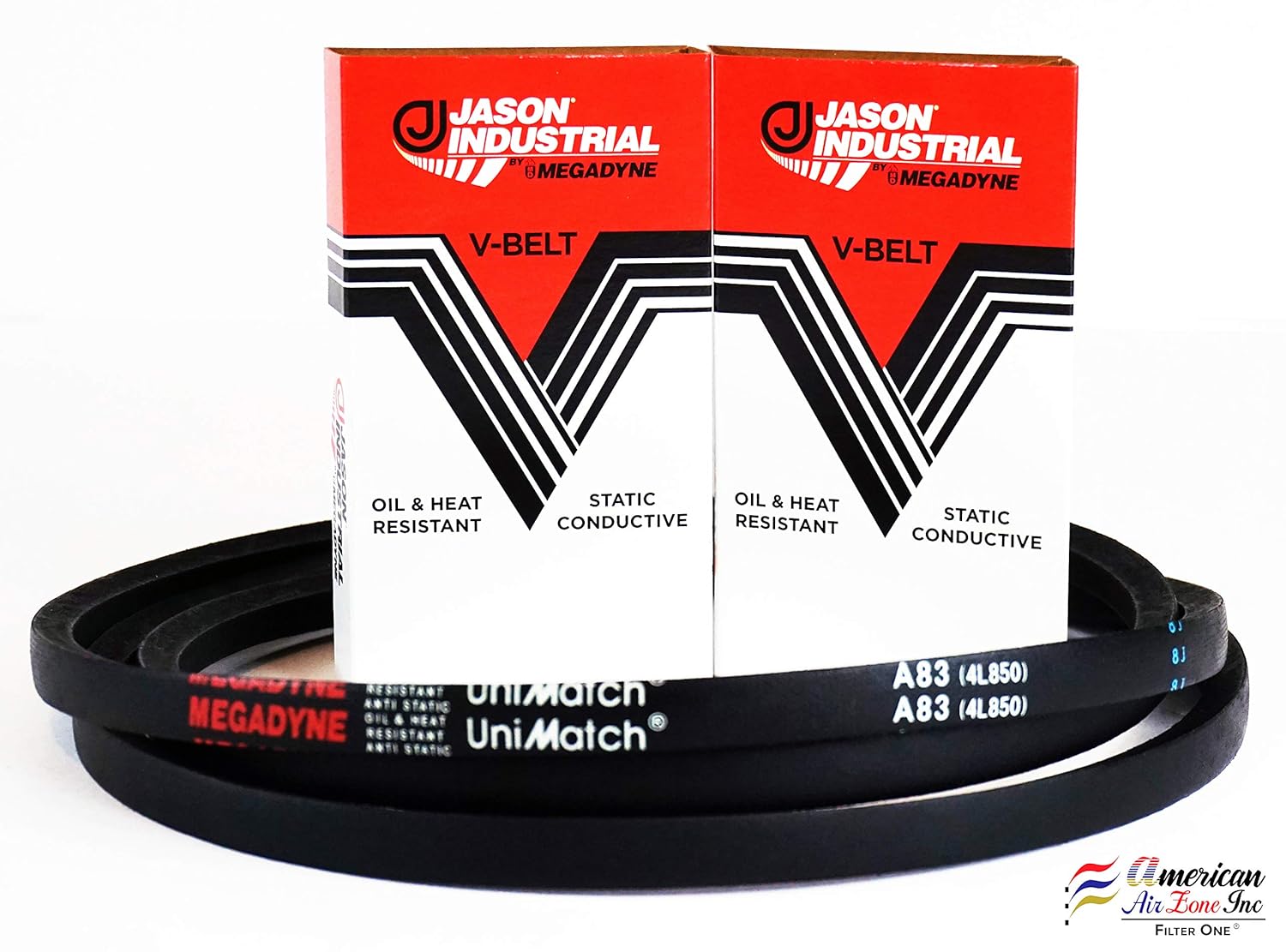 Megadyne - Jason Industrial V Belt - A83-4L850 – (Pack of 1) – Wrapped V-Belt - 85 Inch Outside Length - 1/2 Inch Top Width - 11/32 Inch Thick
