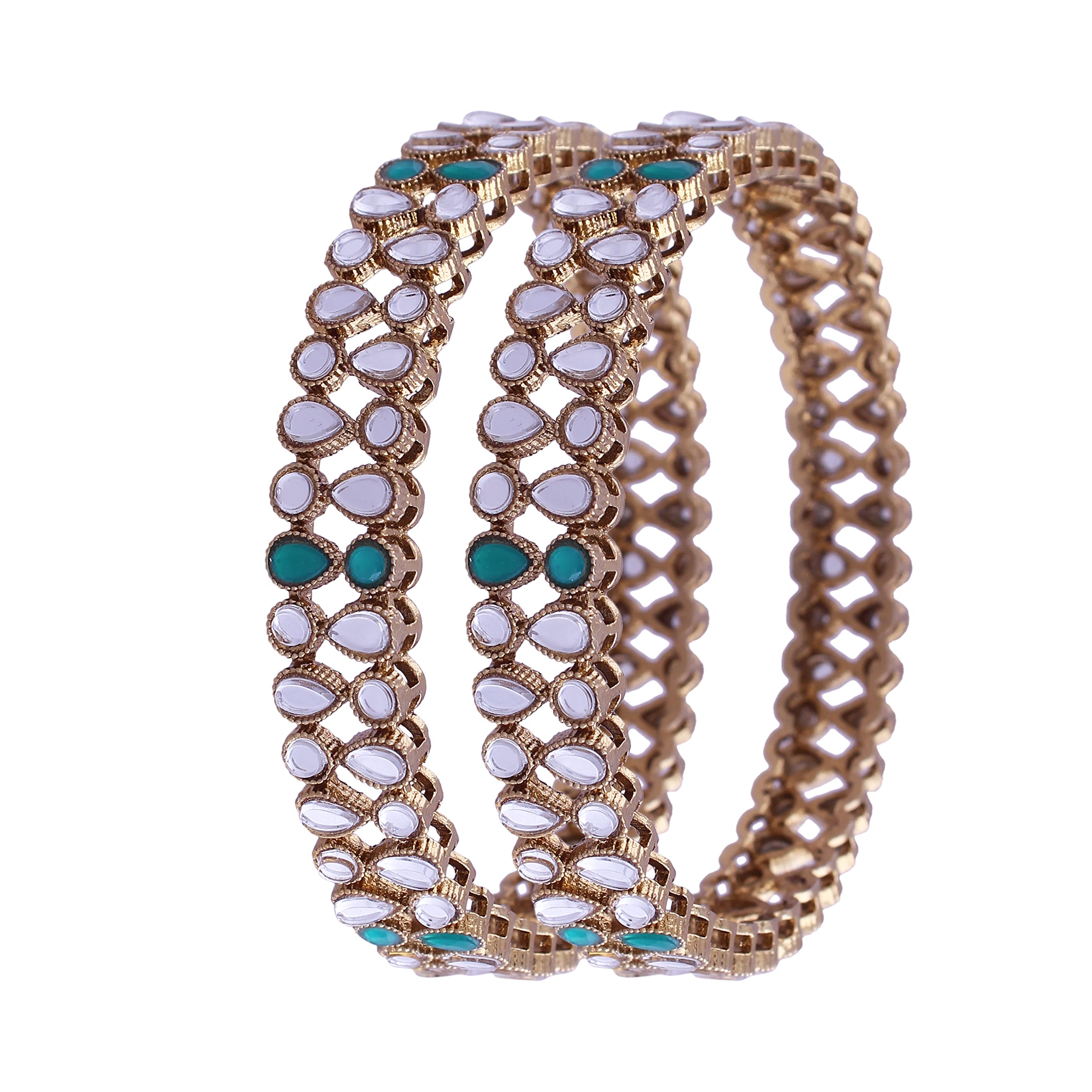 I Jewels Gold Plated Plated Light Weight Traditional Kundan Studded Kada Bangles for Women (ADB322G-b) (Set of 2) (B0B6BP4B1S) Amazon Price History, Amazon Price Tracker