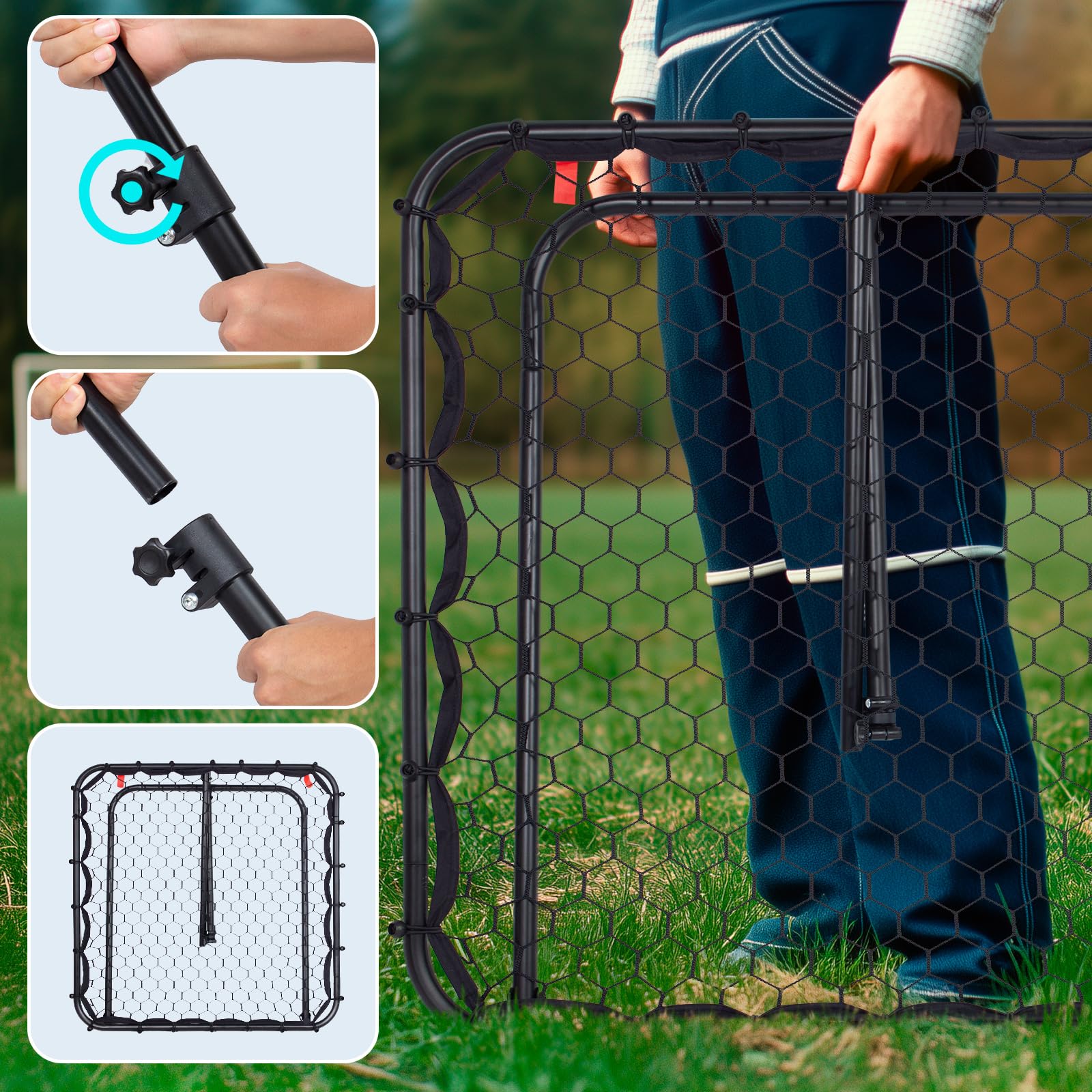 Leogreen Rebounder für Fußball, Fußball Rebounder Jugendlich, Teleskopische Soccer-Trainingsnetz für Handball & Volleyball Training