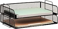 Mind Reader 2-Pack Stackable Metal Mesh Paper Trays - Desktop File Organizer for Office Home Black 13.25x9.75x6.25"