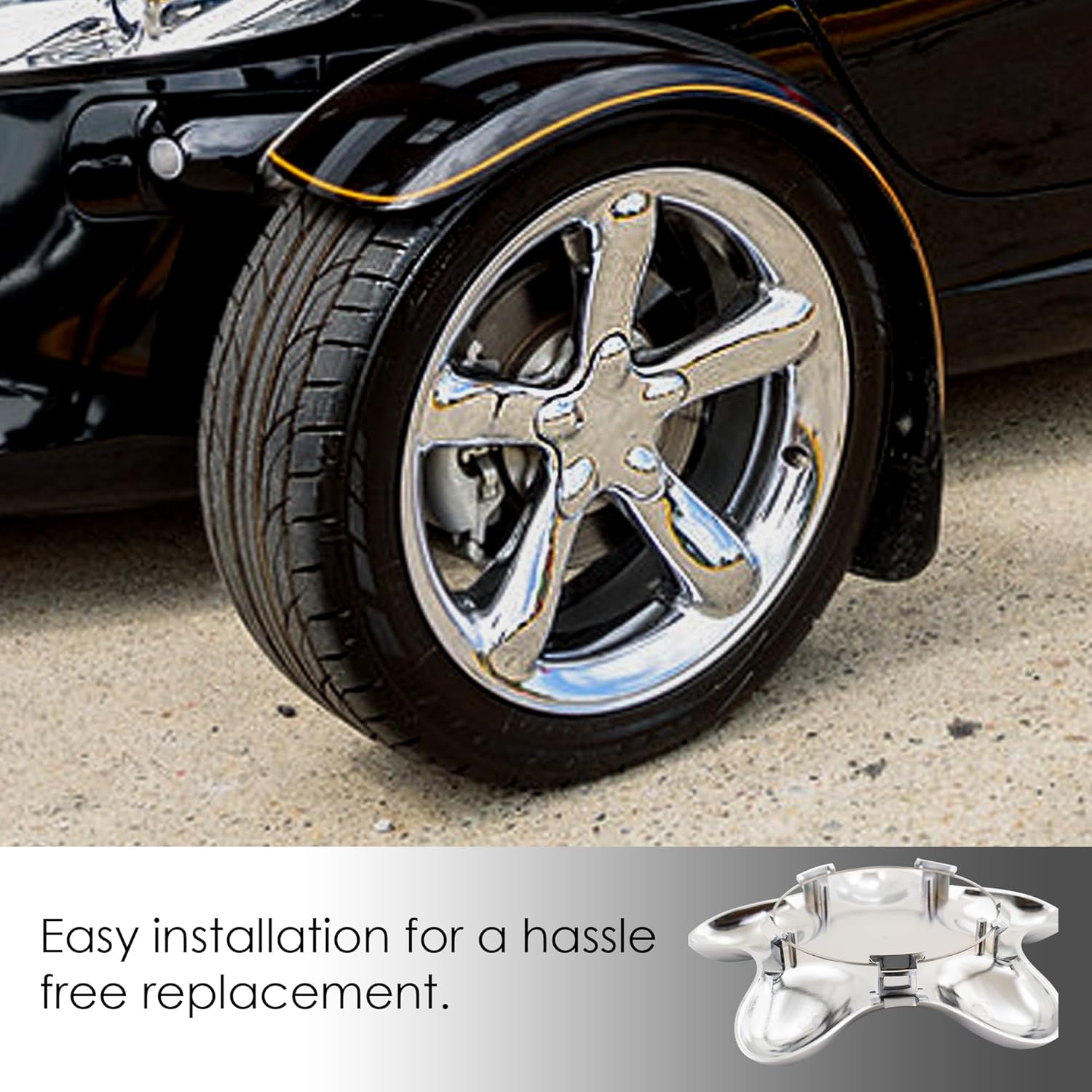 IMM New Genuine Wheel Center Caps Replacement for Plymouth Prowler 4865532AB Fits Chrome Wheels 2 Pack
