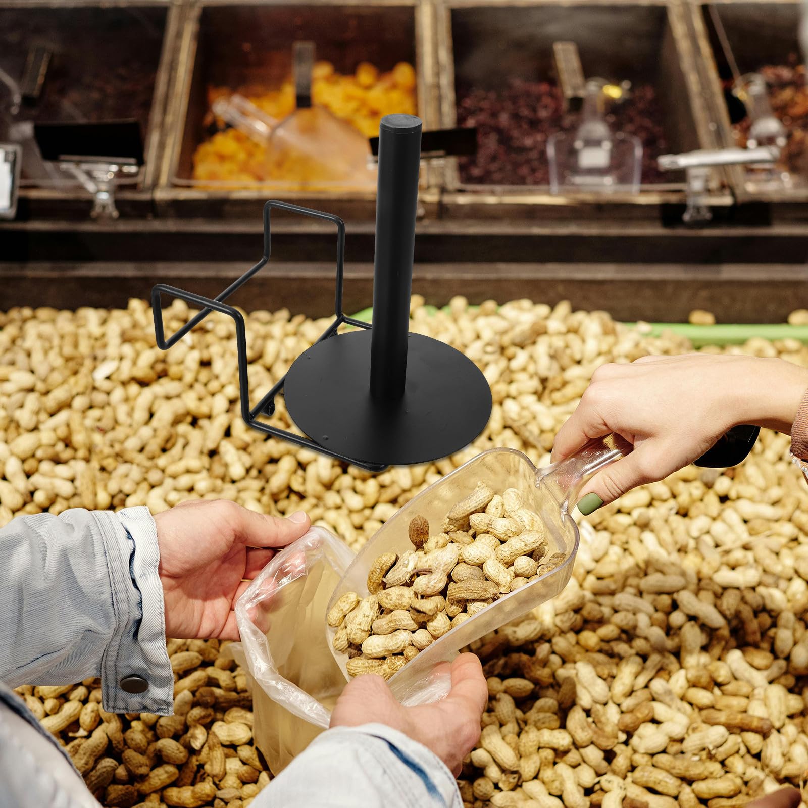 TOYANDONA Soporte para Rollos de Acero Inoxidable de Bolsas de Supermercado Dispensador Portátil y Conveniente Adecuado para Entornos de Supermercado y Retail