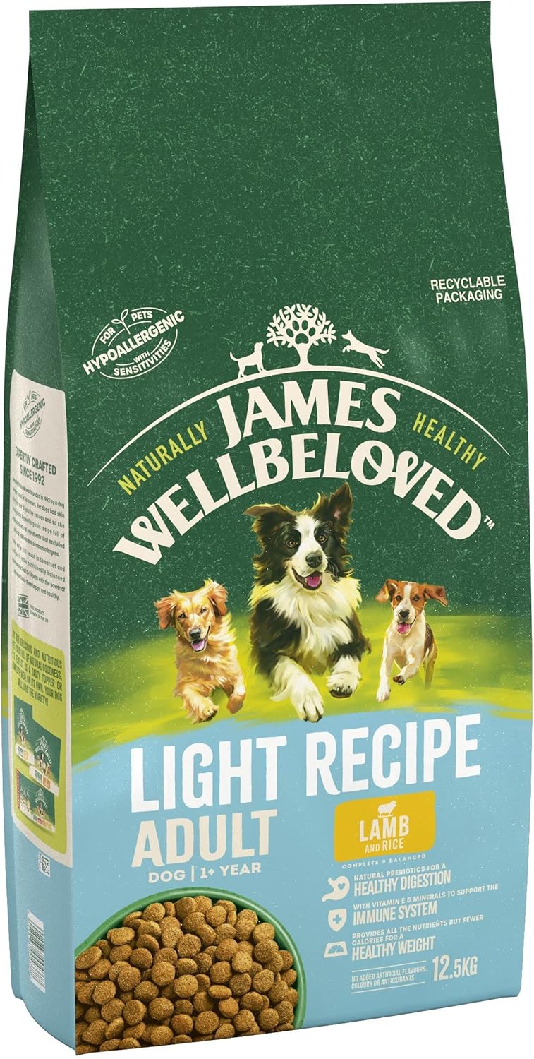 James Wellbeloved Complete Dry Light Dog Food Lamb and Rice, 12.5 kg