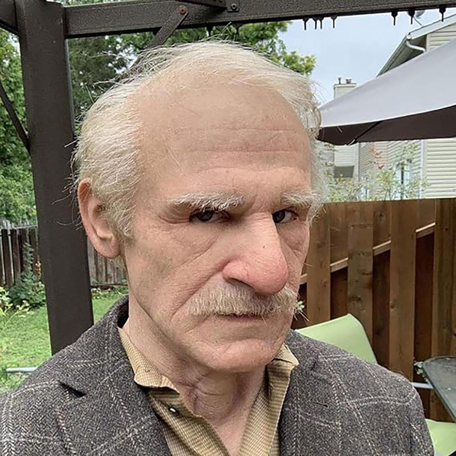 Hasihendy Realistic Old Man Masque, Aged Character Head Cover, Wrinkled Elderly Costume, Lifelike Old Man Silicone Masques, Aged Stage Roleplays With White Hair For Festival Celebration Cosplay