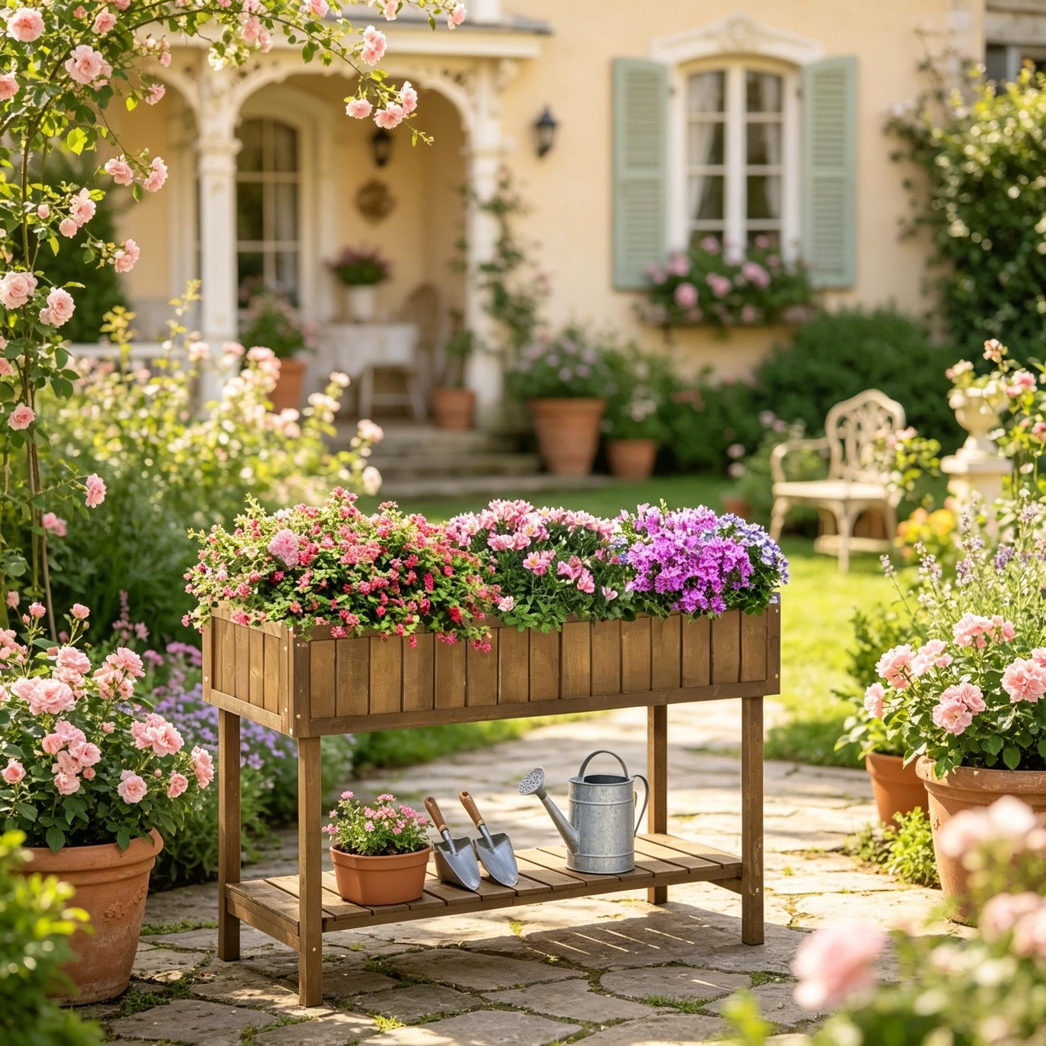 Generisch Bancal de madera maciza de abeto para balcón, jardín, verduras