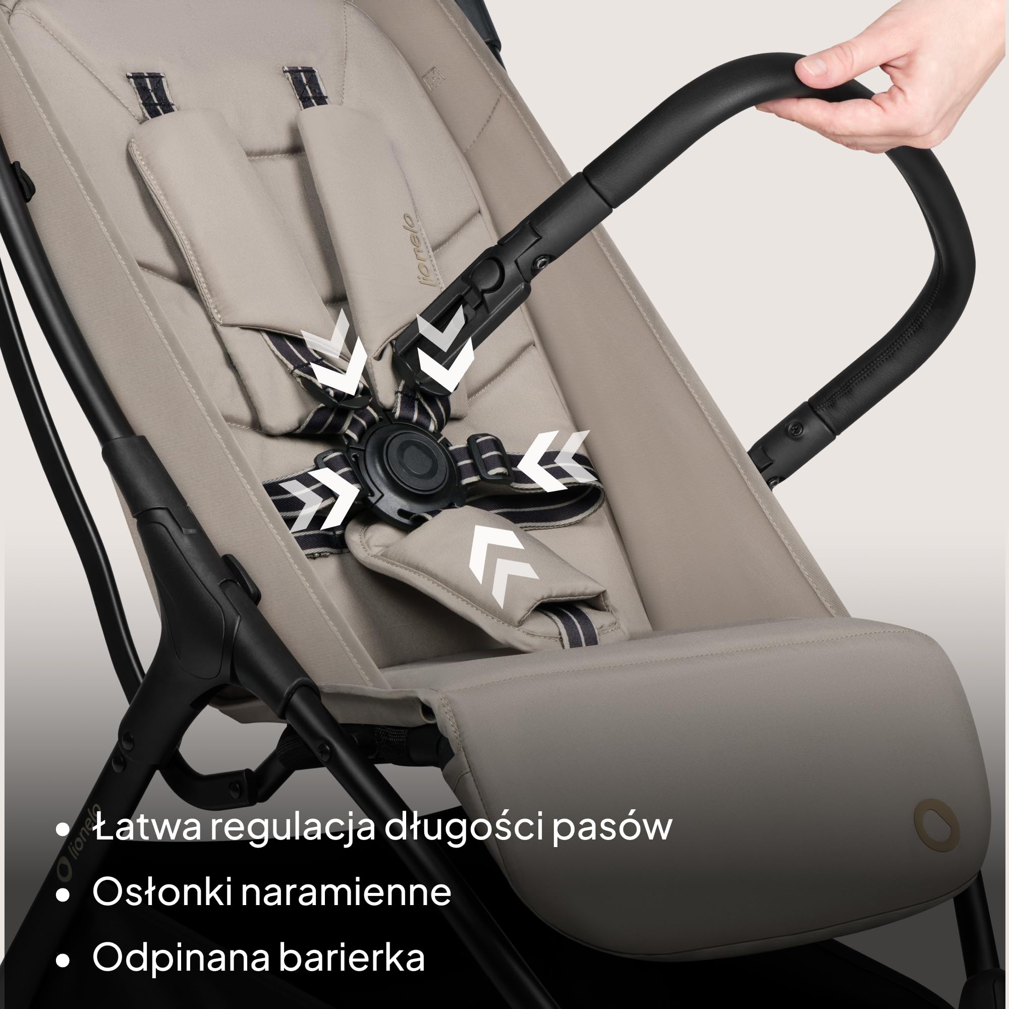 Lionelo Agia wózek podróżny do 22 kg, lekki wózek dziecięcy od 6 miesięcy, mały, składany, z funkcją automatycznego składania jedną ręką, funkcja leżenia, duża powierzchnia do siedzenia, zawieszenie