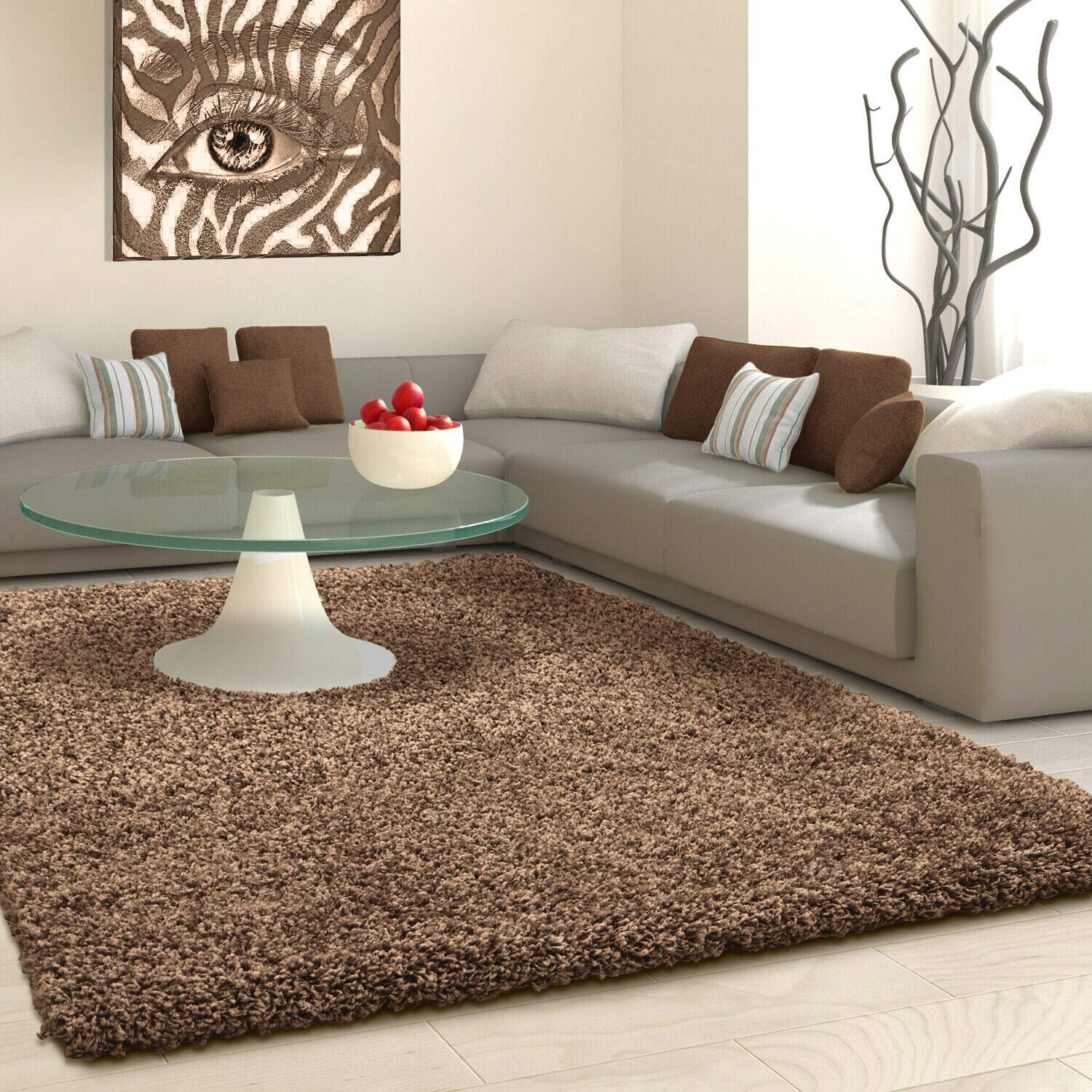 viceroy bedding SHAGGY RUG Rugs Living Room Large Soft Touch 5cm Thick Pile Modern Bedroom Living Room Area Rugs Non Shed (Brown, 200cm x 290cm (6.6ft x 9.5ft)) — image 1