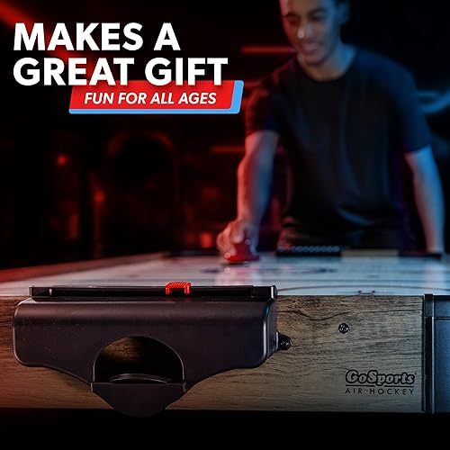 Miniatura 6 de GoSports 54 Inch Air Hockey Arcade Table for Kids & Adults - Oak or Black - Includes 2 Pushers, 3 Pucks, AC Motor, and LED Scoreboard Roble