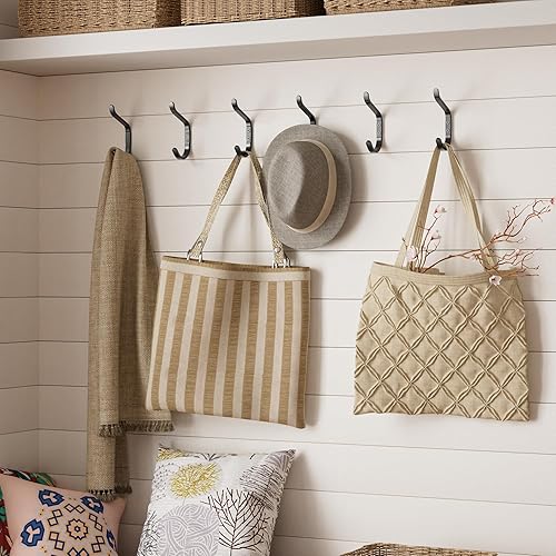 Miniatura 4 de Paquete de 12 ganchos de pared para colgar abrigostoallas, colgador de pared para mochila, ropa, sombrero, bolso y puerta, armario, baño, vestíbulo,