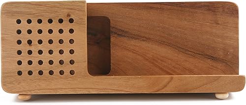 Miniatura 2 de BOUMBI Soporte para teléfono celular de madera de laurel de alcanfor fragante con amplificador de sonido (moderno H 8.7x3.4)