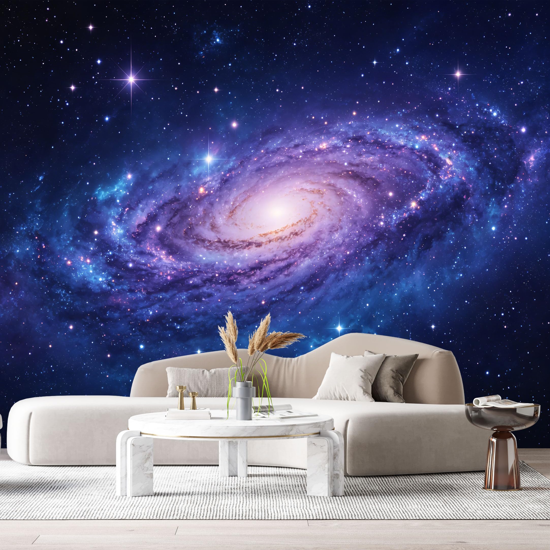 Custom Size Wall Murals Spiral Galaxy Space Landscape Starfield Nebula Cosmic Abstract SelfAdhesive Wall Fabric Removable Large Wallpaper for Photo Living Room