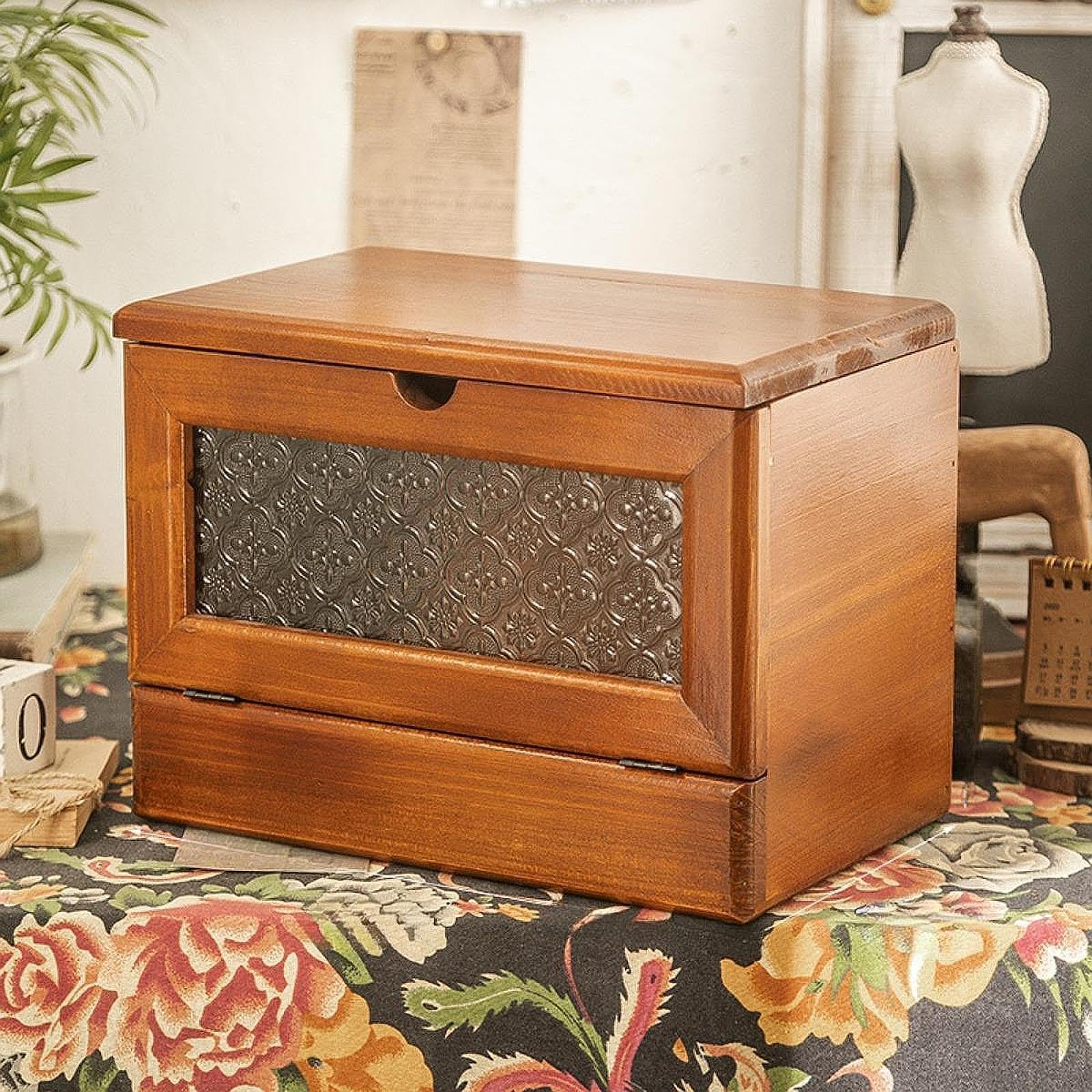 Boîte de Rangement Moderne pour Bijoux et Maquillage Vintage, présentoirs cosmétiques artisanaux avec Rangement pour pinceaux de Maquillage,