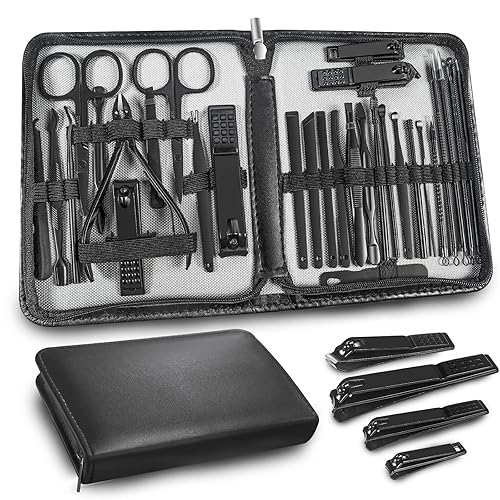 Juego de manicura para el cuidado personal, kit de aseo 30 en 1, kit de manicura profesional de pedicura, cortaúñas para hombres y herramientas de