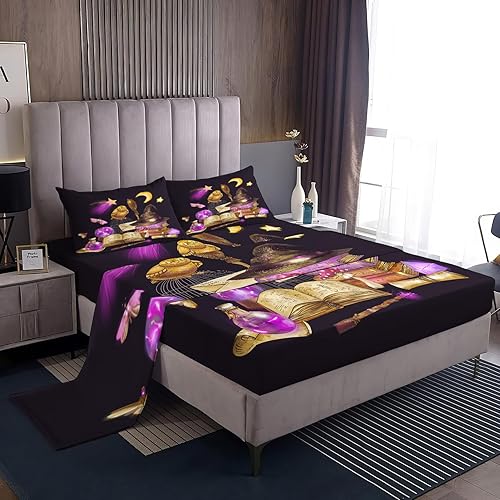 Miniatura 181 de Sábanas de Halloween tamaño individual – Juego de sábanas espeluznantes de calabaza murciélago para niños y niñas, juego de sábanas temáticas