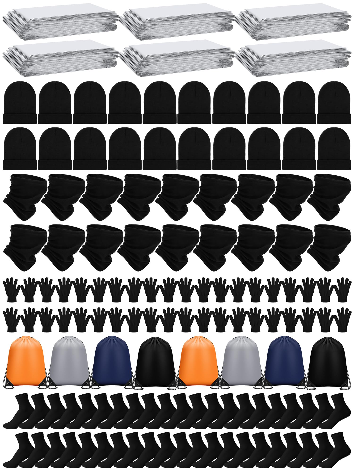 Kit Doação Inverno - 120 Peças - Cobertores, Luvas, Gorros, Meias - Ajuda Humanitária