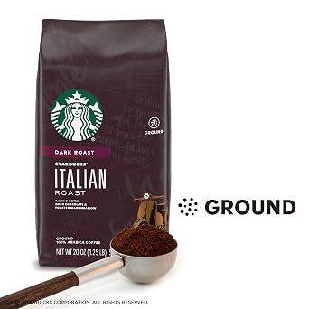 Starbucks Dark Roast Ground Coffee Italian Roast 100% Arabica 6 bags (20 oz. each)