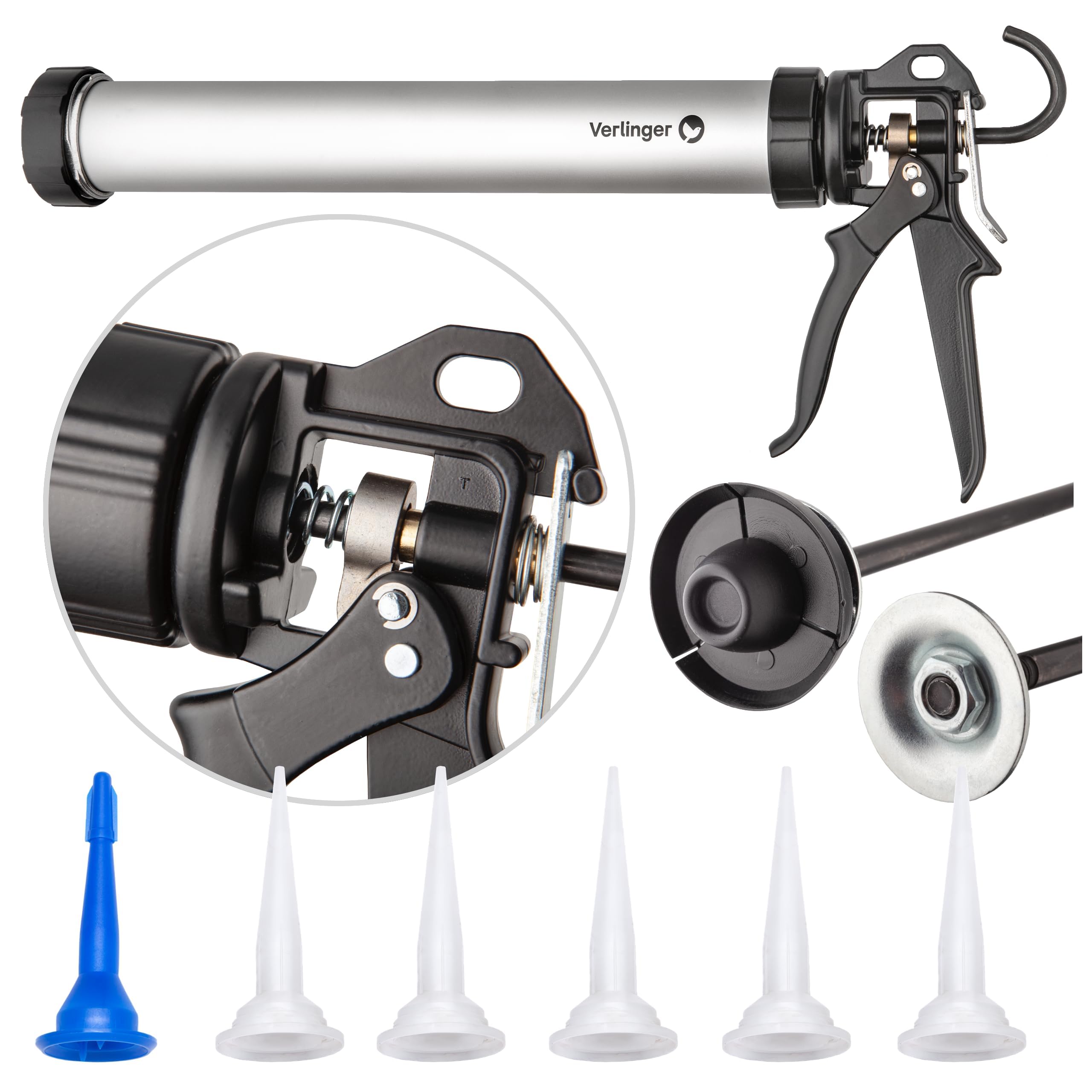 Profesjonalny pistolet na kartusz do 280/310/400/600 ml, 4000 N 25:1, trwały, ergonomiczny, precyzyjny do silikonu, akrylu, kleju, wytrzymała konstrukcja do prac budowlanych i remontowych