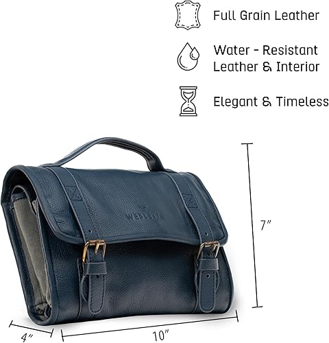 Miniatura 2 de Neceser colgante de cuero  Estuche de cosméticos resistente al agua para hombres - Kit de baño Dopp de mano organizador de viaje de calidad premium