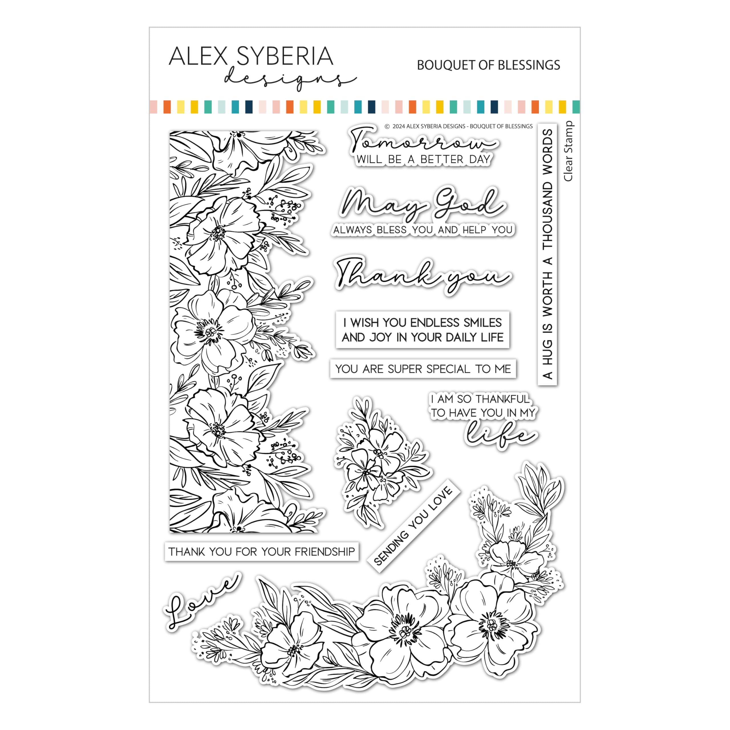 Alex Syberia Designs Bouquet of Blessings Stamp Set, White