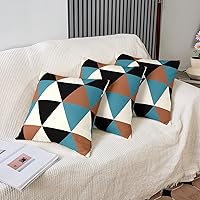 Vista 4 de jejeloiu Juego de 4 fundas de almohada geométricas coloridas de 20 x 20 pulgadas, fundas de almohada decorativas geométricas negras y marrones