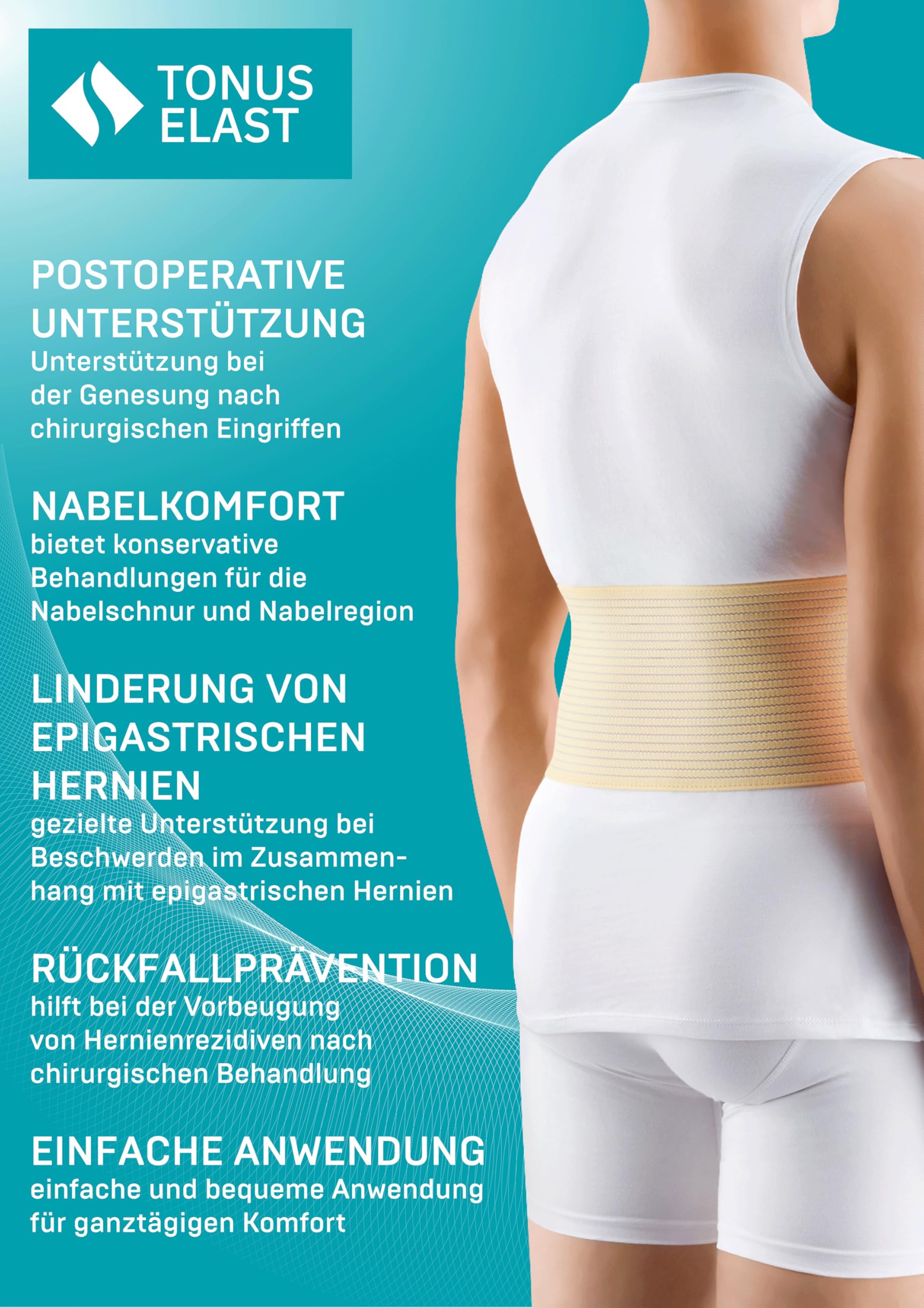 DELUXE MEDIZINISCHE NABELBRUCH BANDAGE Hernie Gurt Eingeweidebruch Gürtel Bruch Bauch Binde, Beige, (Größe 1) (XS-M)