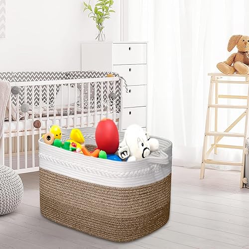 Miniatura 2 de Cesta de almacenamiento extragrande, cesta de lavandería de 80 litros con asas, cesta de cuerda tejida de 22 x 17 x 13 pulgadas, cesta de