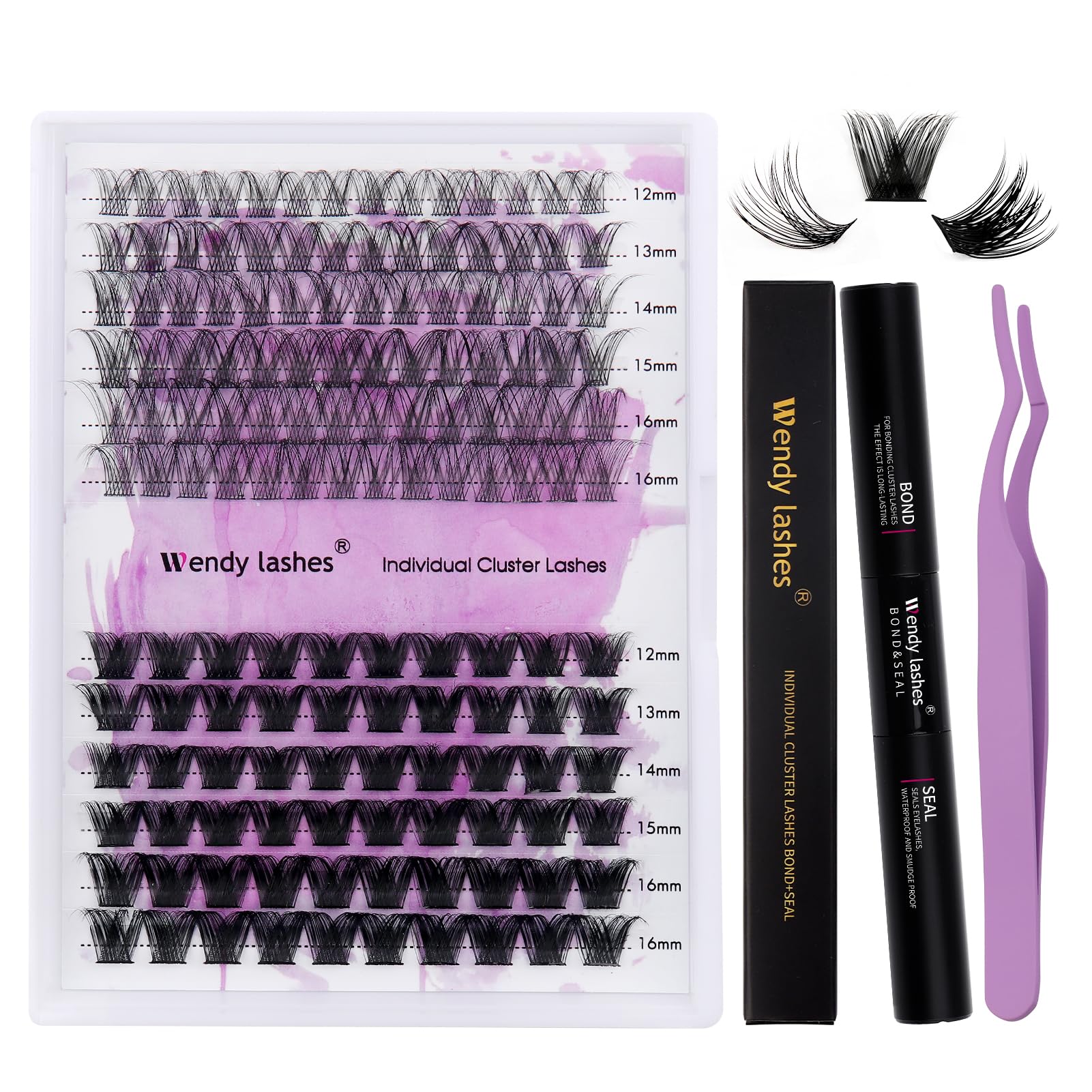 DIY Lash Extension Kit Lash Clusters Thin Band Matte Black D Curl Individual Lashes Natural Waterproof Lash Bond and Seal Glue Nice Grip Eyelash